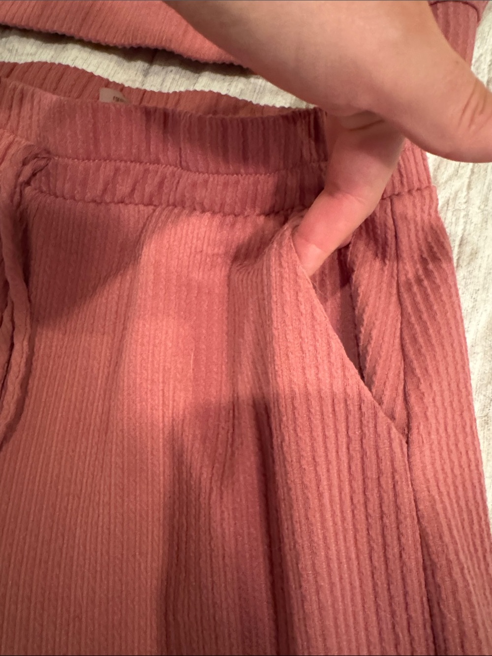 Lulus Ribbed Wide-Leg Lounge Pants - Dusty Rose - Picture 2 of 3
